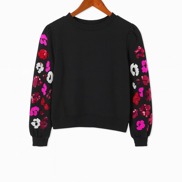 Savida Sequin Floral Sleeve Sweatshirt – Size Small (EU 38) - Picture 6 of 6